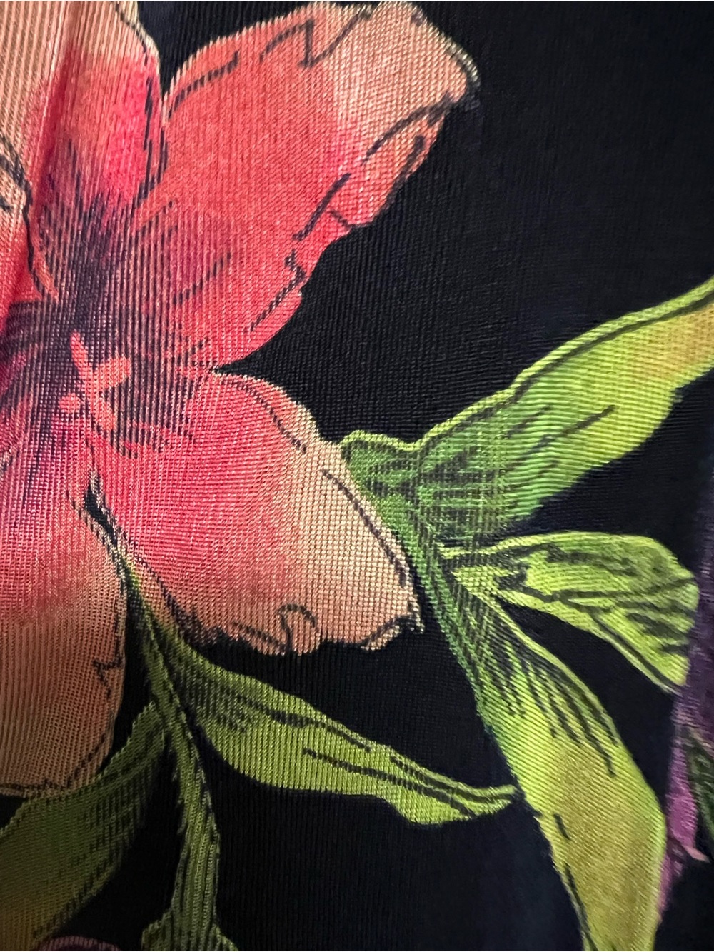Ronni Nicole Black Floral Open Cardigan with Pink and Orange Blooms - Picture 10 of 10